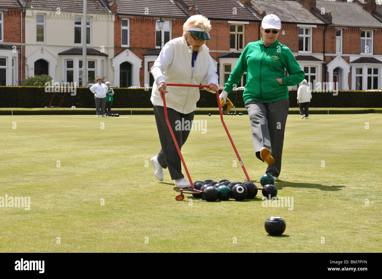 Women`s bowls at Victoria Park, Leamington Spa, Warwickshire, England